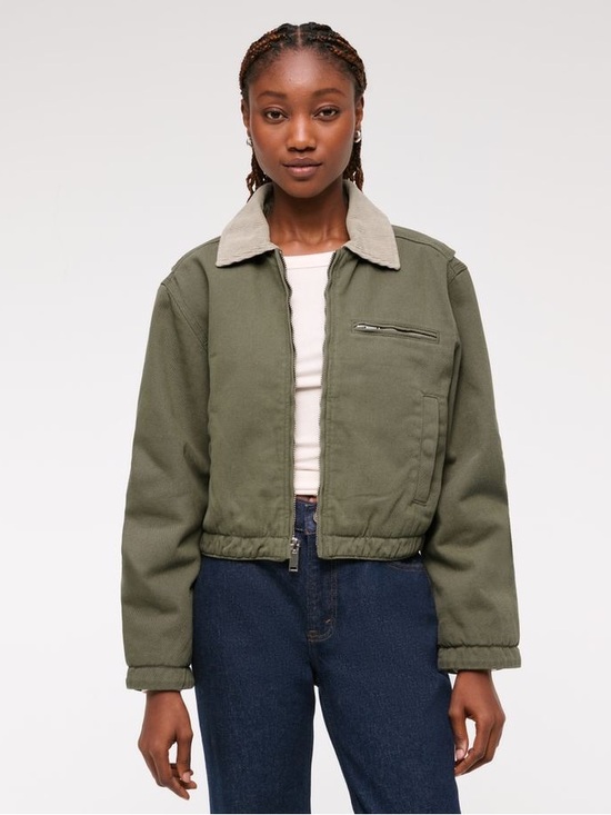 Abercrombie & Fitch Jackets & Blazers - Abercrombie and Fitch Cropped Twill Workwear Jacket size large VGUC